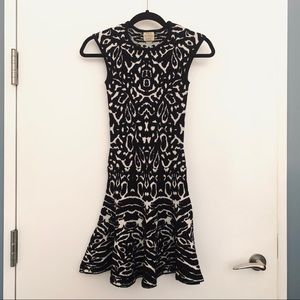 Knit Torn by Ronny Kobo B/W Brocade Dress